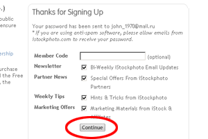  iStockphoto продолжение регистрации